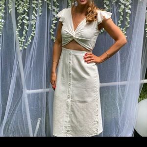 White linen skirt set
